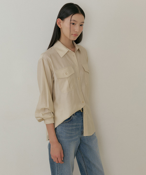 링서울() sheer pocket shirt-beige 상품 이미지