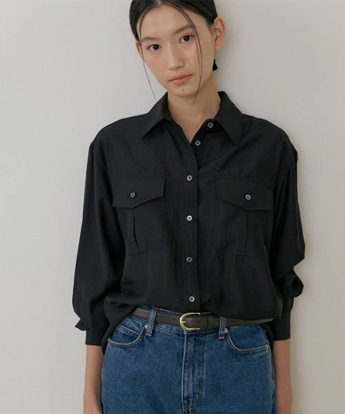 링서울() sheer pocket shirt-black 상품 이미지