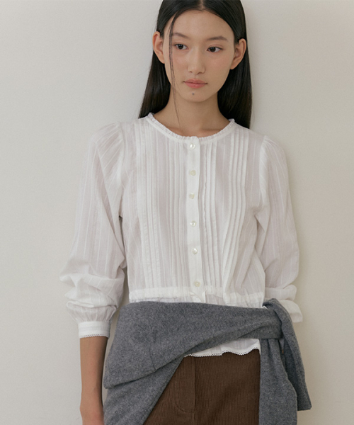 링서울() jacquard pintuck blouse-ivory 상품 이미지