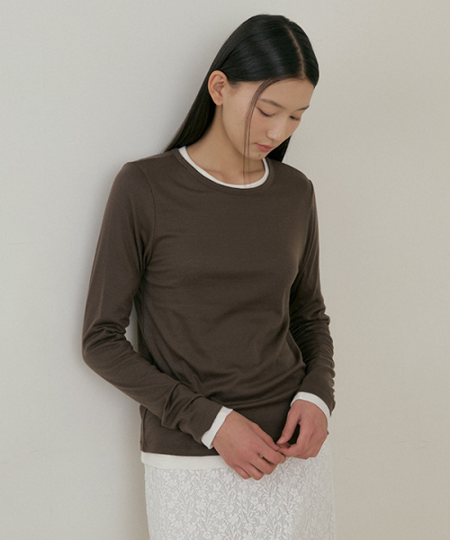 링서울() soft wool tencel tee-brown 상품 이미지