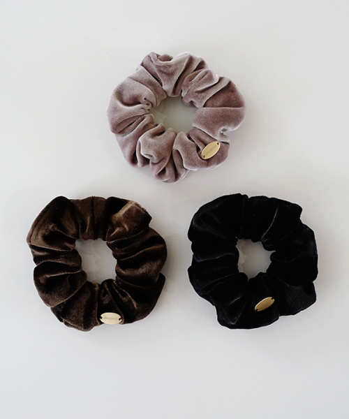 링서울() [3set] velvet mini scrunchie-black 상품 이미지