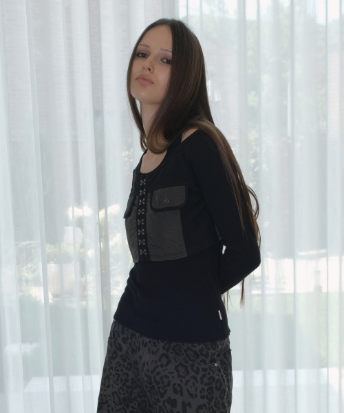 RIBBED CARDIGAN SET [BLACK]