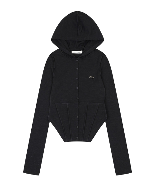 облегающий CORSET HOOD CARDIGAN [BLACK]