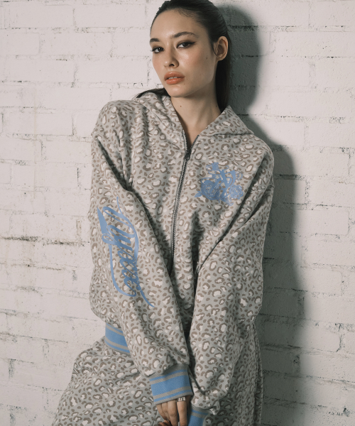 EMBLEM PRINTING HOOD ZIP-UP бежевый