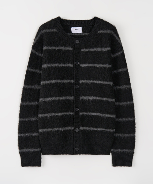 Полосатый кардиган с круглым вырезом (BLACK)