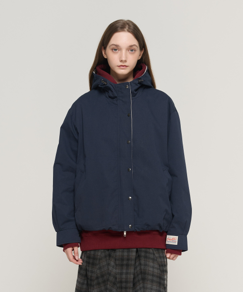 Essential хлопок Oversized Hooded куртка (NAVY)
