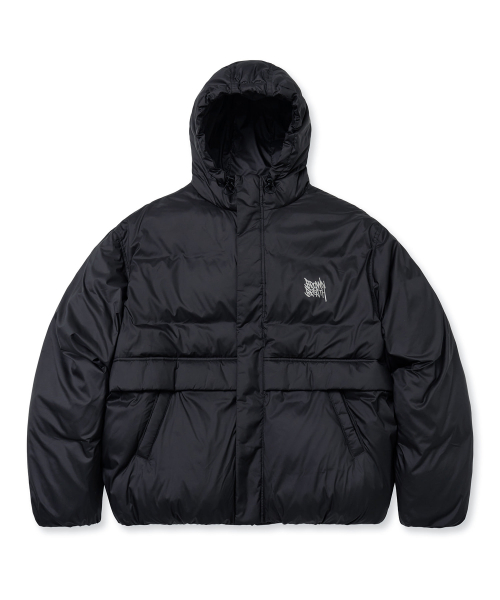 TAG LIGHT PADDING HOOD JACKET - BLACK