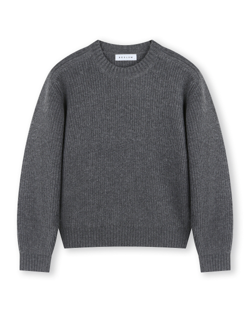 [X]CREW NECK SHORT SWEATER CHARCOAL
