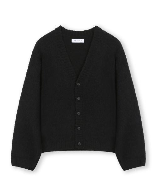 [X]BRUSHED V NECK SHORT CARDIGAN BLACK