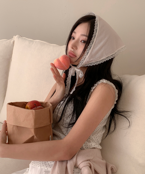 DOTE LACE BONNET_peach