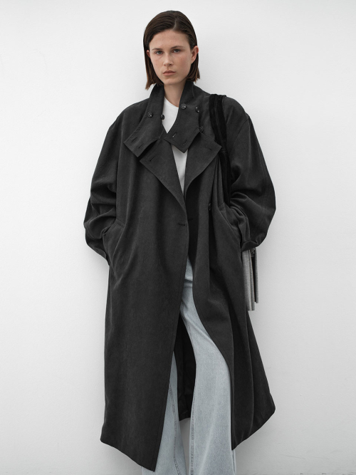 PEACH SHOULDER PAD TRENCH COAT(CT-1466)