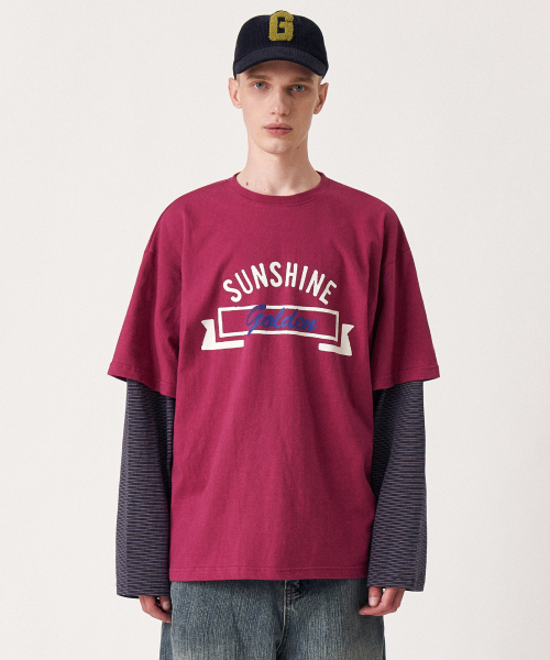 Layered stripe long sleeve_Orchid purple