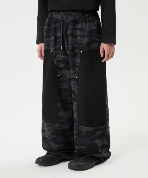 CAMO CARPENTER WIDE SWEAT PANTS_чёрный