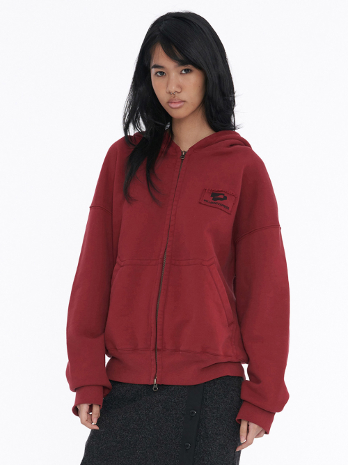 Logo Patch Zip Up Burgundy