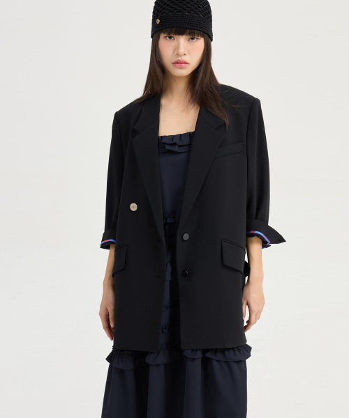 Poly Single Three-Quarter Sleeved Jacket (black) LFJAM25425BKX