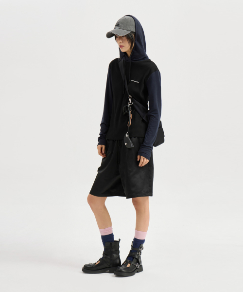 Colored Slim Fit Hood T-shirt (black) LFTAM25320BKX