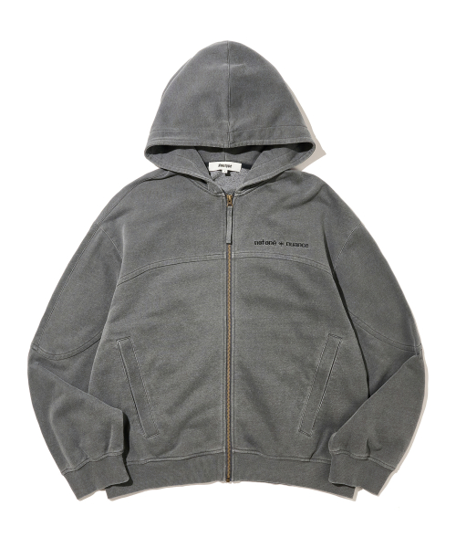 BLEACHED HOODIE ZIP UP (CHARCOAL)