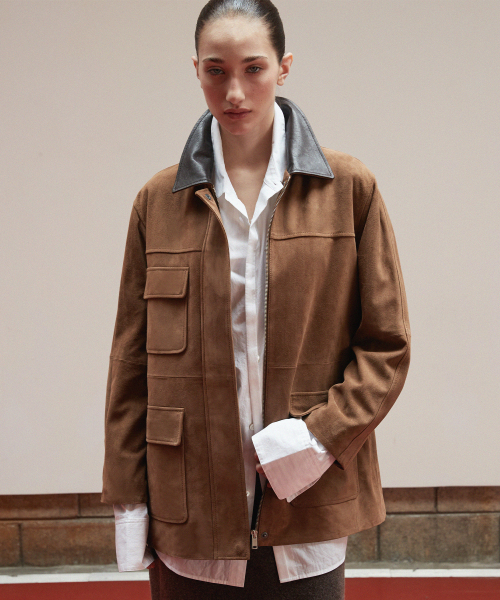 Suede Safari Jacket_Mocha Mousse