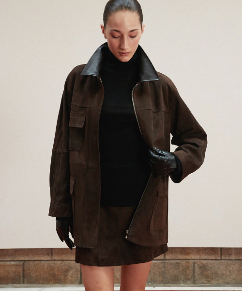 Suede Safari Jacket_Deep Brown