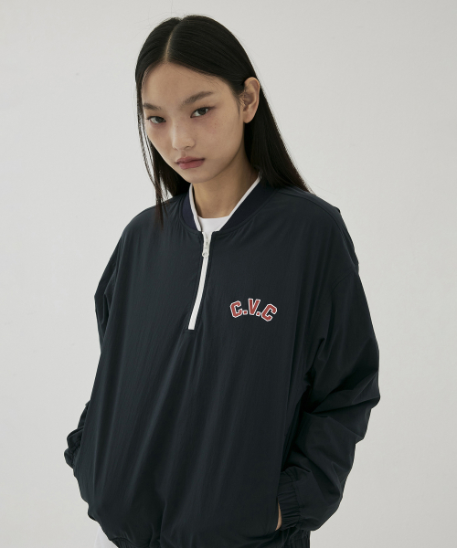 [25FW clove] Half-Zip Woven Pullover (Navy)