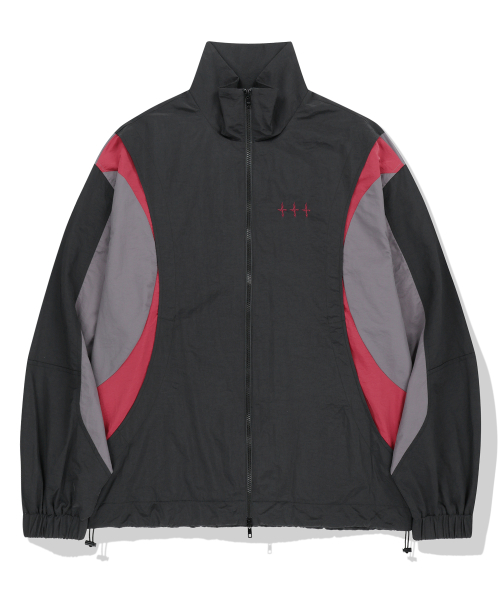 444 Logo Color Block Nylon Windbreaker Jacket - Black
