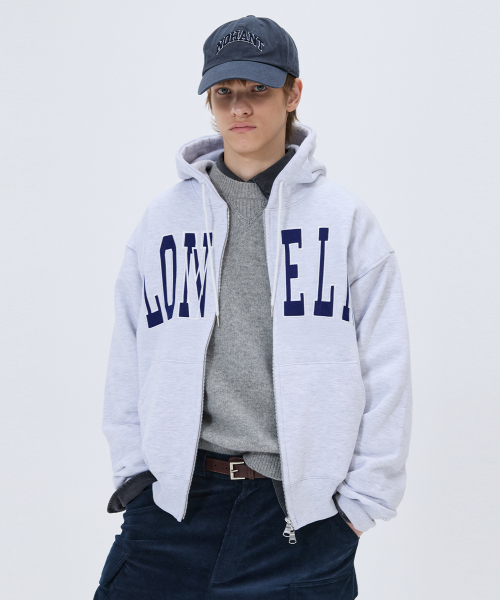 LONELY/LOVELY FELT HOODIE ZIP-UP ASH GRAY