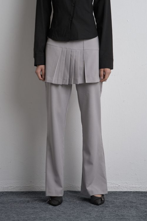 UNBALANCED SKIRT PANTS LIGHT GRAY