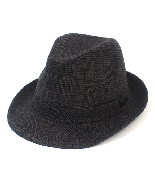 BU Glencheck Piping Charcoal Fedora 페도라