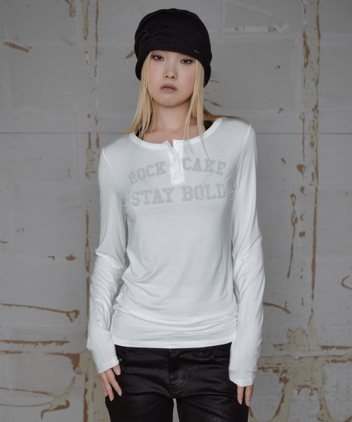 락케이크 Classic Henly Neck Top - Ivory
