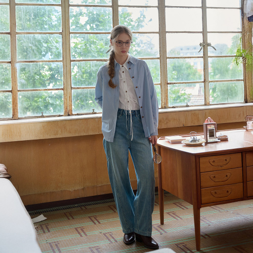 SR_Washed casual crisp pants
