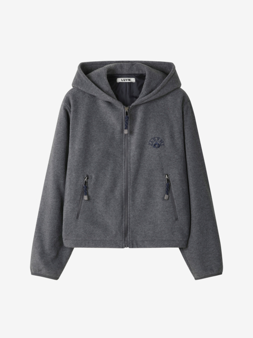 HOODIED FLEECE JACKET_MELANGE GRAY