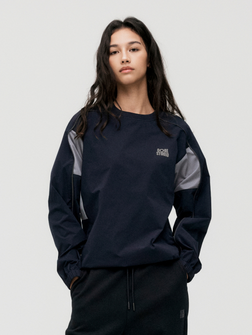 ESSENTIAL STRETCH WIND PULLOVER-NAVY