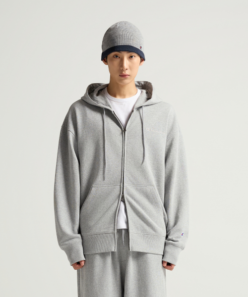 스몰 로고 루즈핏 후드 집업 Grey