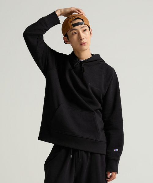 스몰 로고 루즈핏 후드 티셔츠 Black
