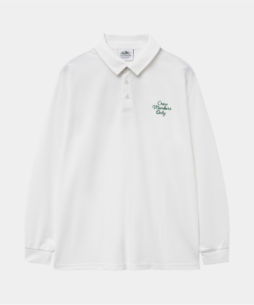 크루멤버스온리 RESORT LONG SLEEVE POLO WHITE