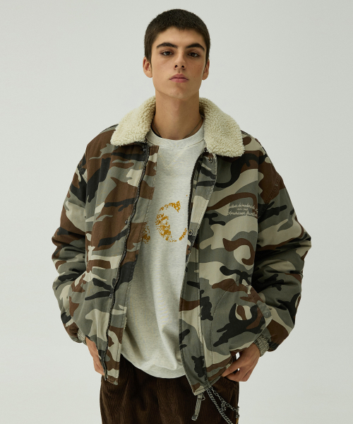 Бомбер 5604 со съемным воротником шерпа Camo