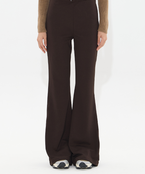 Hidden Zip Flare Pants (BROWN)