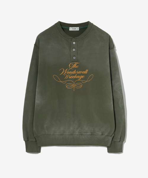 Свитшот хенли с винтажным эффектом Khaki