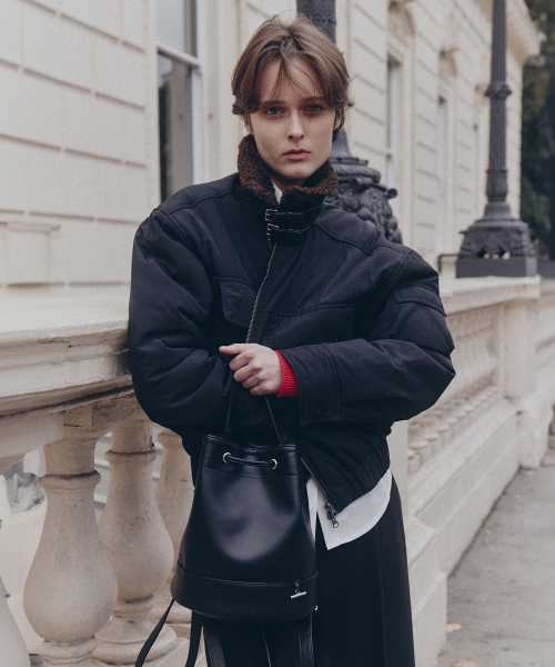 Куртка с меховым воротником и карманами BLACK