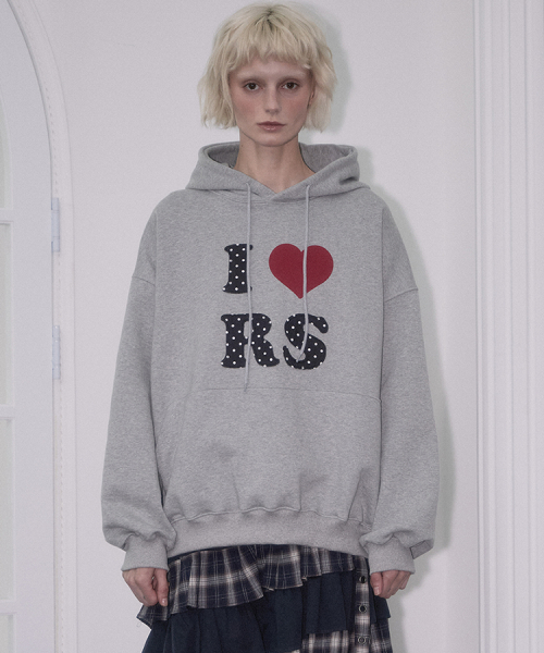Dot Heart Hoodie серый