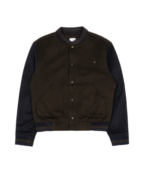 TCM mini logo varsity jacket (brown/navy)
