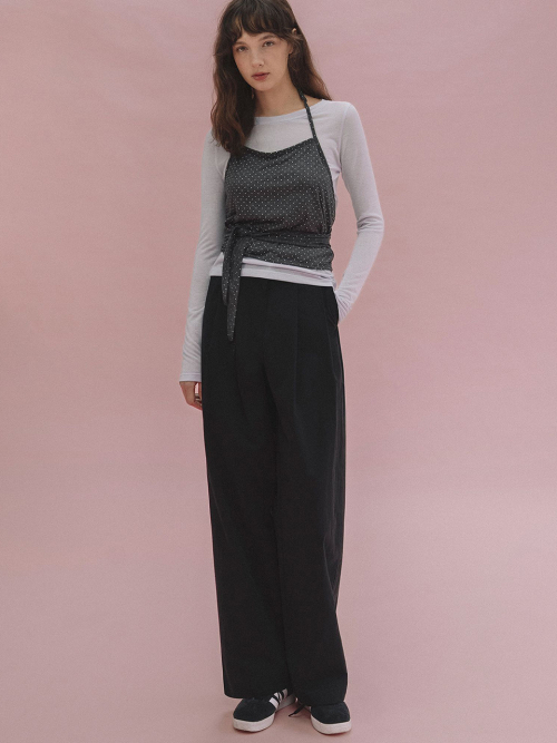 Amber cotton wide pants (black)
