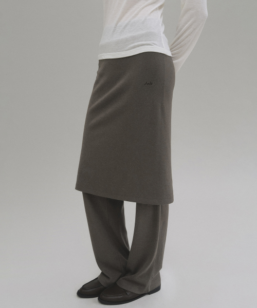 Naia layered skirt pants (brown)