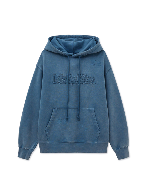 VINTAGE COLOR DYING LOGO HOODY IN BLUE