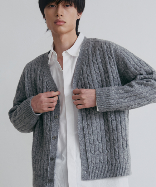 Укороченный кардиган фактурной вязки, Grey