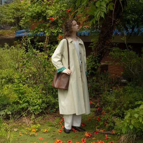 PM_Green plaid cuff coat_BEIGE