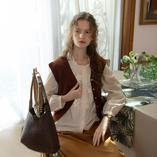 PM_Knit button vest_WINE