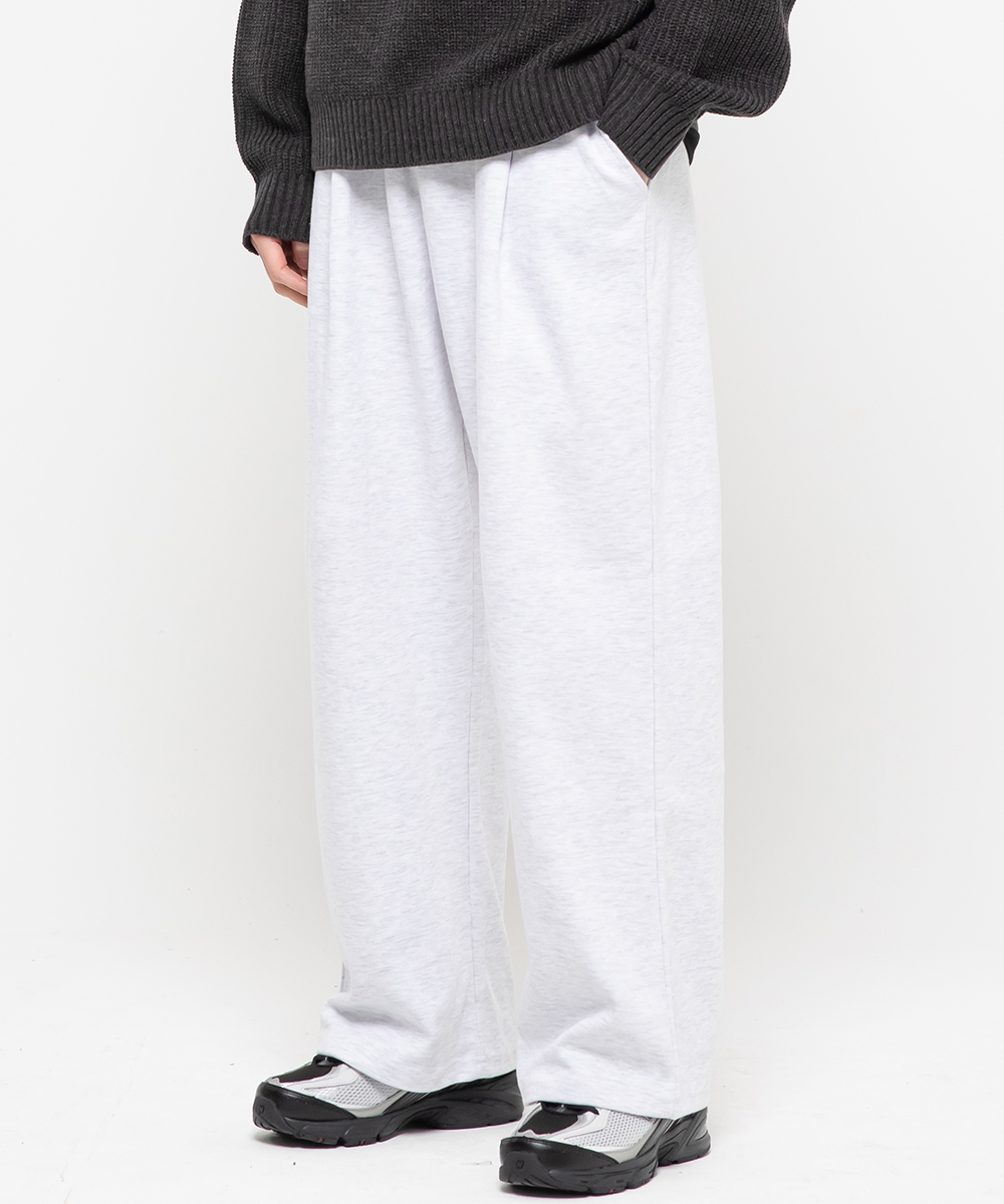 point logo pintuck wide sweat pants[white merange]