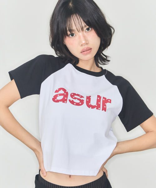 애즈유아() 로고 래글런 티셔츠 화이트 상품 이미지
