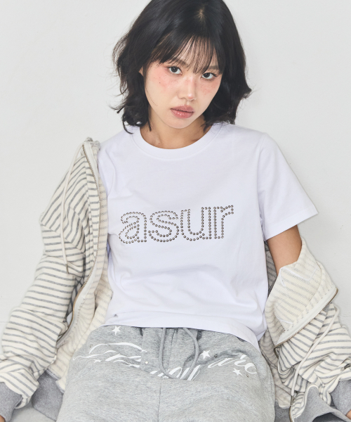 애즈유아() AU 핫픽스 루즈 크롭 티셔츠 화이트 상품 이미지